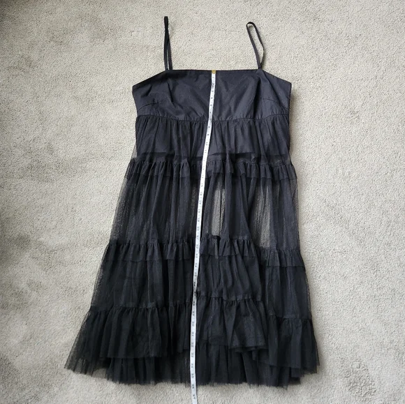 Anthropologie Maeve Tiered Tulle Tunic Dress Whimsigoth Witchy Dark Fairy Size L - Picture 8 of 11